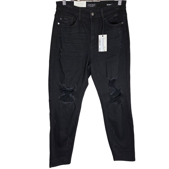 Judy Blue Denim - NWT Judy Blue Boyfriend Fit Distressed Black Jeans Casual Denim